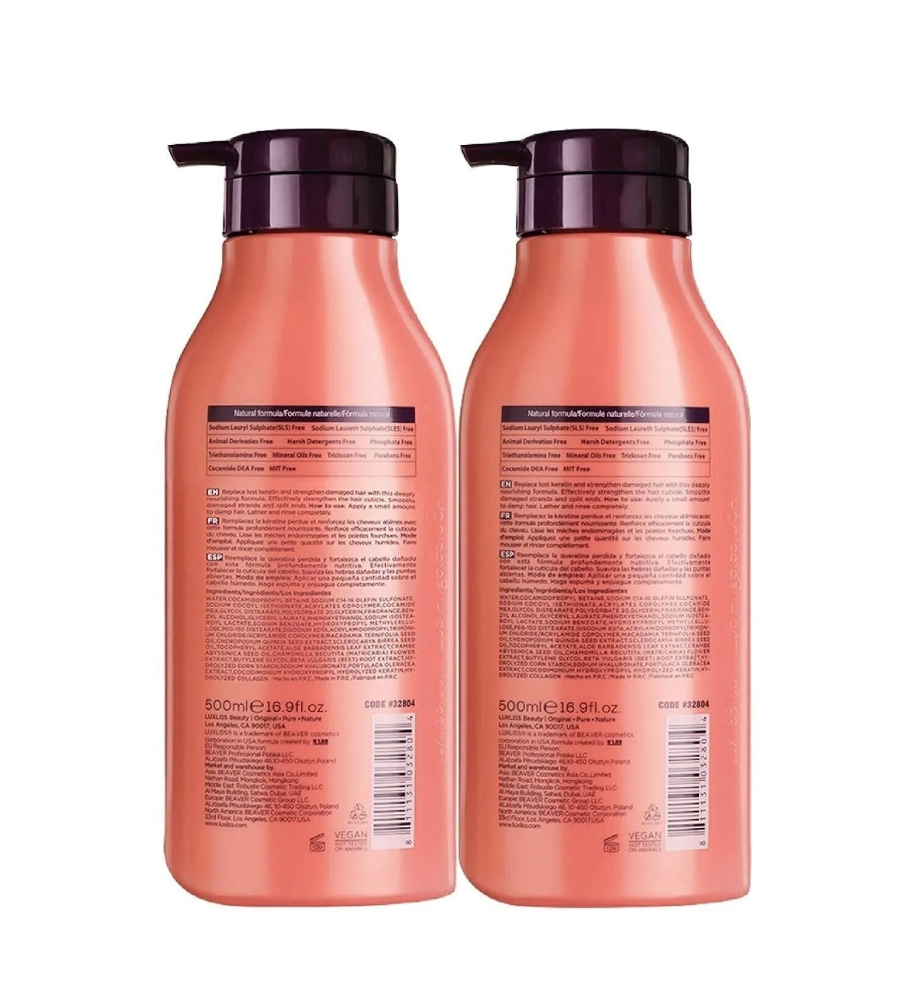 Luxliss Keratin & Collagen Brazilian Therapy Shampoo & Conditioner 500ML